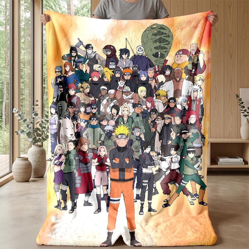 Naruto Printed Flannel Blanket Skin Friendly Warm Decorative Throw for Indoor Couch Bed Daily Use