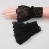 Women Short Arm Sleeves Lace Wrist Cuffs Bracelets Solid Black White Gloves Gothic Fingerless Gloves Bowknot  Glove