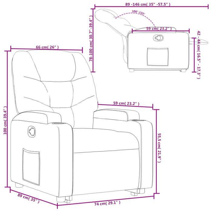 VidaXL Recliner, Relaxation Chair with Adjustable Backrest and Footrest, Living Room Seat, 3204664