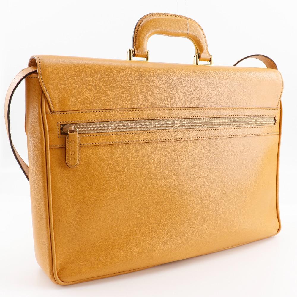 Gucci Old Gucci Business Bag 1529593678 Yellow Calfskin Mens Used