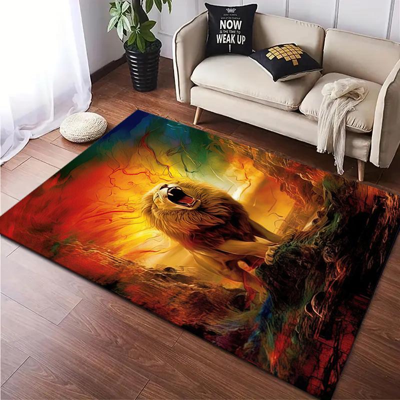 

1PC Lion pattern printed Carpet Rug for Living Room Bedroom Home Sofa Decoration,Non-slip Floor Mat Floor mat 40x60cm( 15x23in )