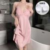 Beautiful yarn new sexy slim lace V-neck suspender nightdress women's pure desire to gather chest pads