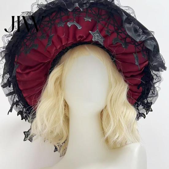 Dark Lolita Costume Accessories Gothic Witch Hat for Women, Style Halloween Accessory, Lightweight Party Outfit Essentials with Lace & Bow, Adjustable