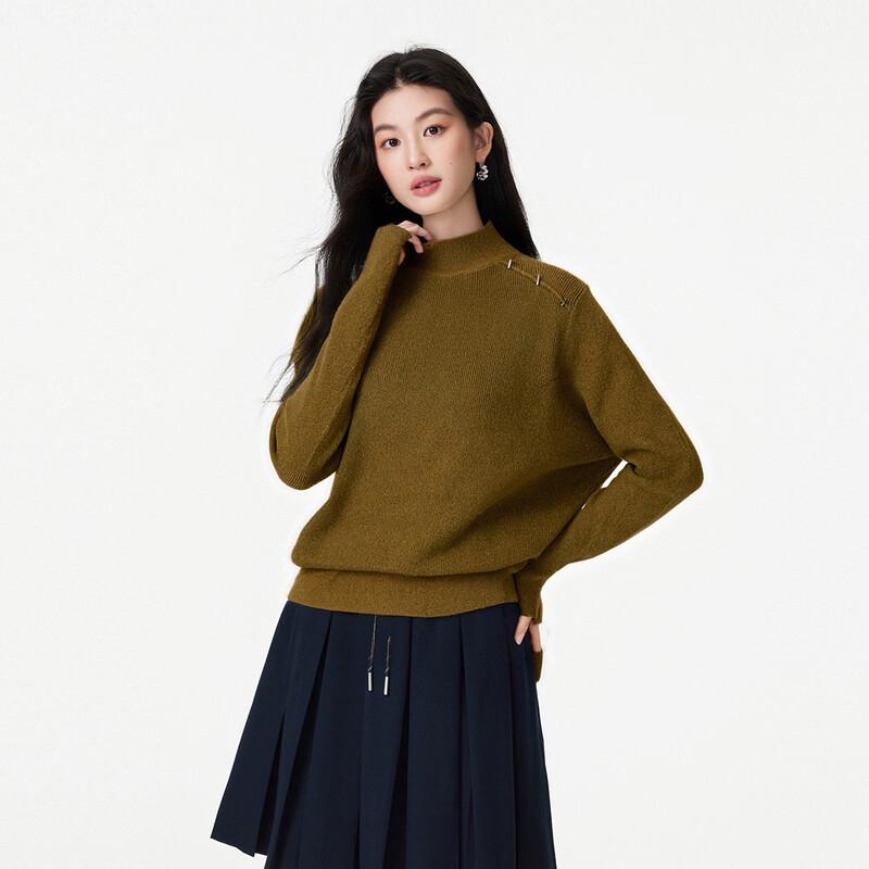 FivePlus Women's Solid Half-High Neck Slim Fit Knit Sweater