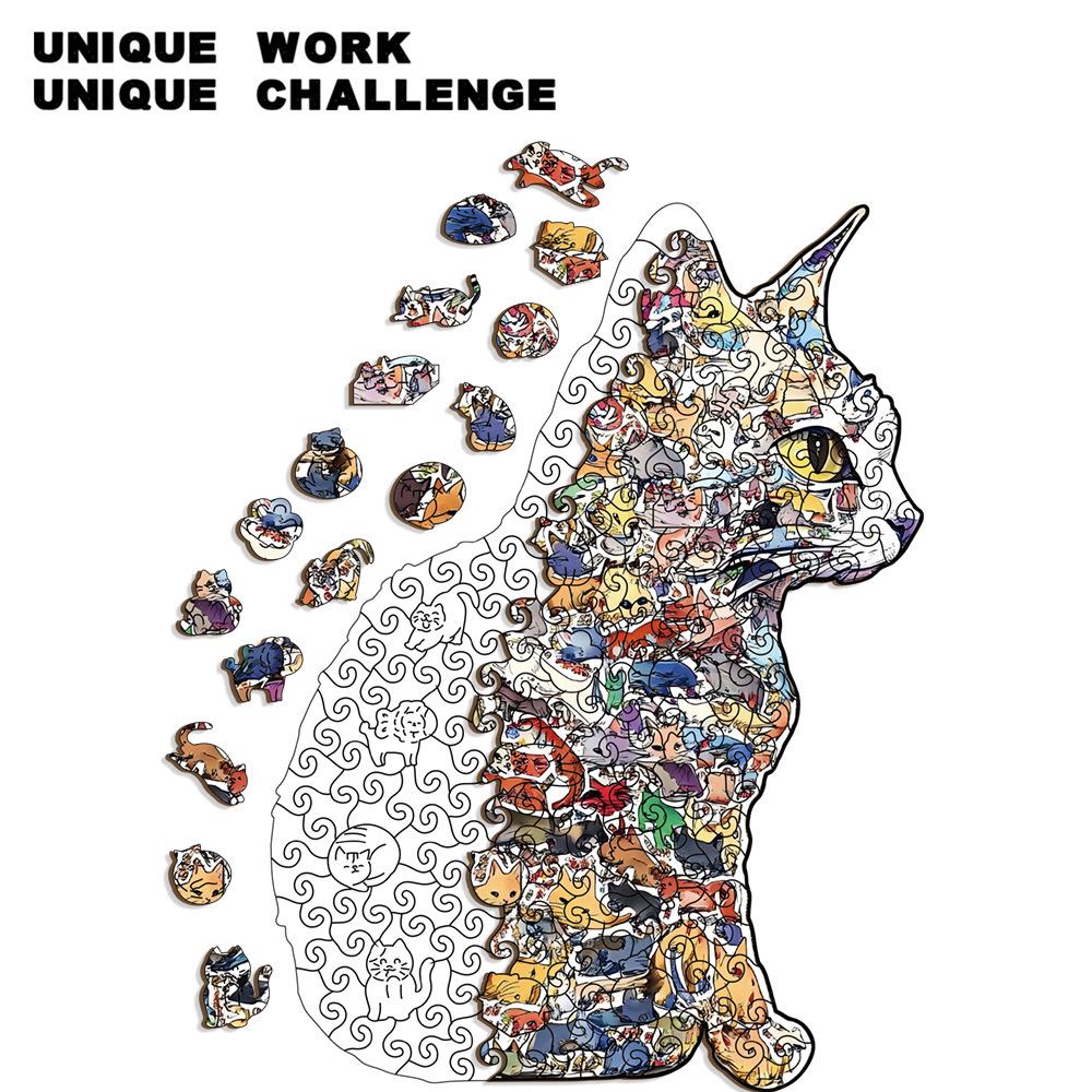 Wacocetoy Irregular Shape Cat Jigsaw Puzzle for Adults - Challenging Wooden Puzzle & Money Box
