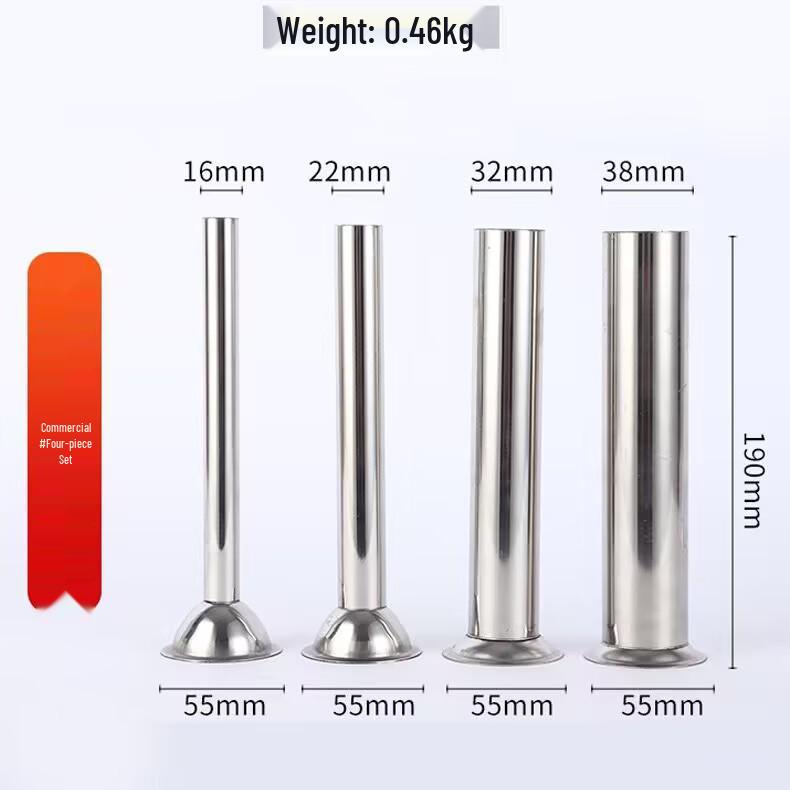 Four-Season Stainless Steel Meat Grinder & Sausage Stuffer Set - 4-Piece Pig Funnel Tubes