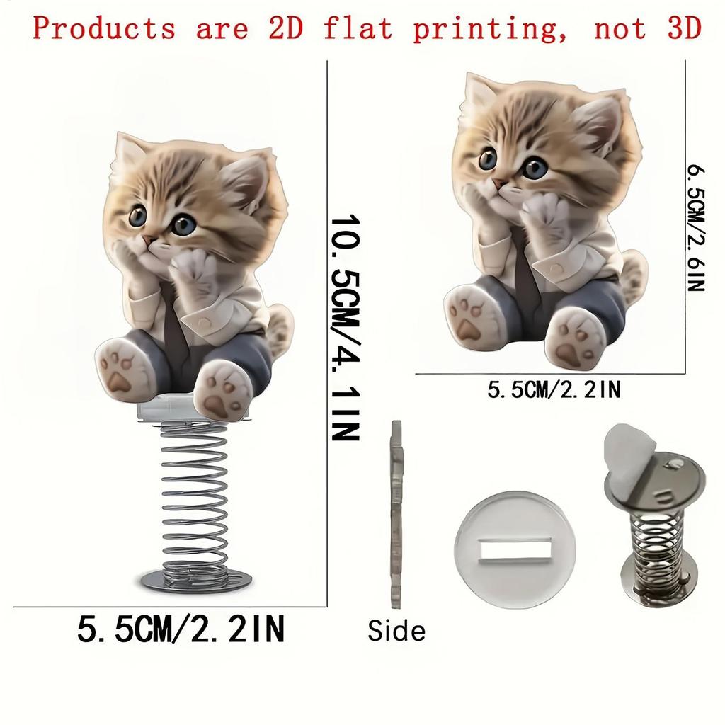 Dashboard Decor Shaking Head Cat Bobble Dashboard Decorations Dancing Toys 2D Acrylic Interior Accessories for Cat Lovers