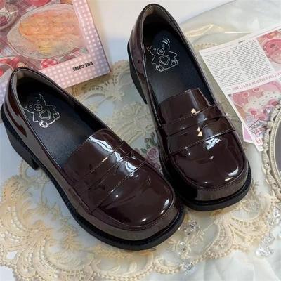 Podstawowe japońskie retro kwadratowy nosek gruba podeszwa podwyższające buty skórzane w stylu brytyjskim buty do uniformu dla studentek nowe modele jesień i zima