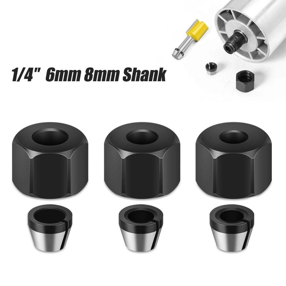 Carbon Steel Collet Chuck 6mm 6.35mm 8mm Electric Router Collet Chuck  Engraving Trimming Machine