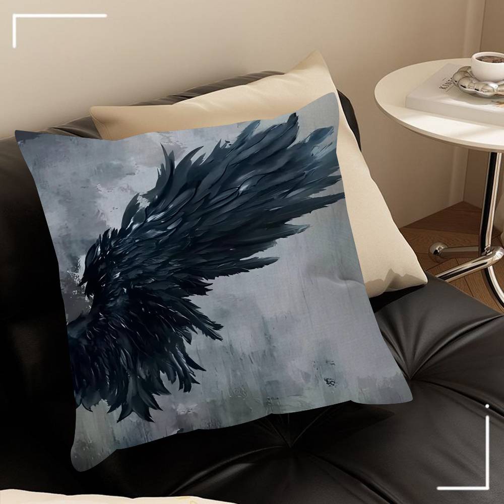 Black White Angel Wings Pillow Gifts Home Office Furnishings Bedroom Sofa Car Cushion Cover Case 45x45cm