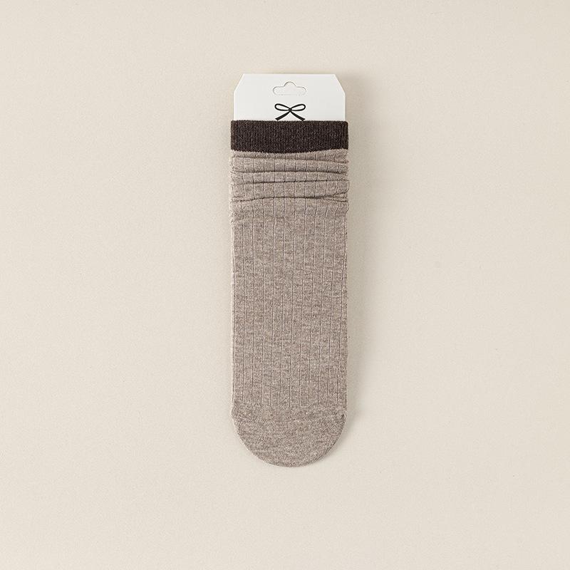 Women's Autumn and Winter Mid-calf Socks, Color-blocked Cotton Socks, Boneless Long Calf Pile Socks, and Postpartum Socks