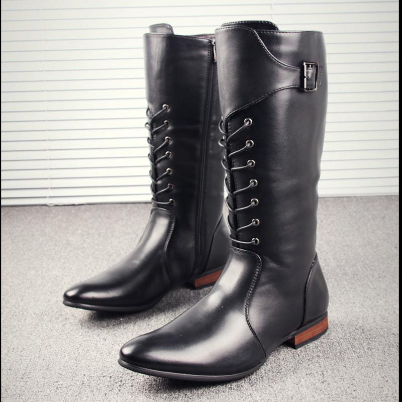 Autumn New High Quality Mens Long Boots British High-end Men Boots Designer Shoes Men Motorcycle Boots Knight Soft Leather Botas