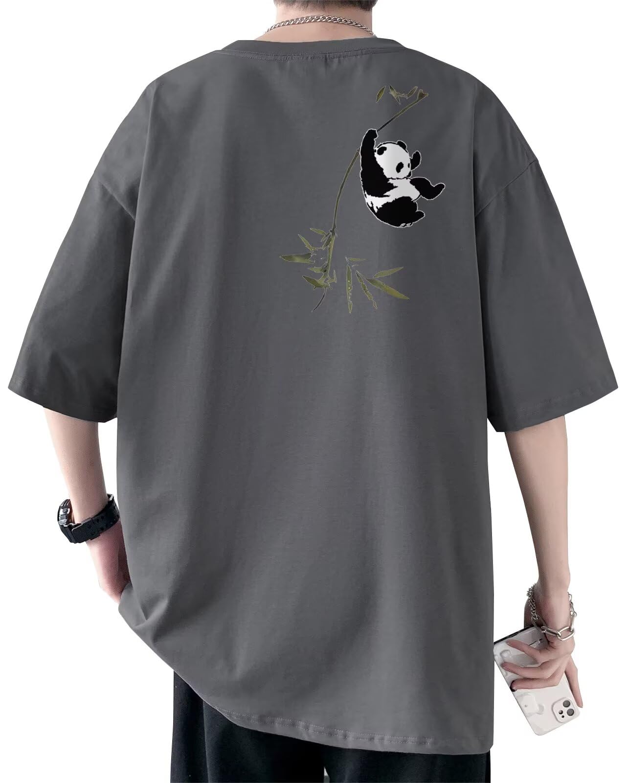 

Bligo Летняя футболка с коротким рукавом, круглым вырезом, свободная, оверсайз и с милой пандой. Идеально подходит для или лета. Мужская футболка. Воротник, Посадка, Посадка. Стильный, Оверсайз,