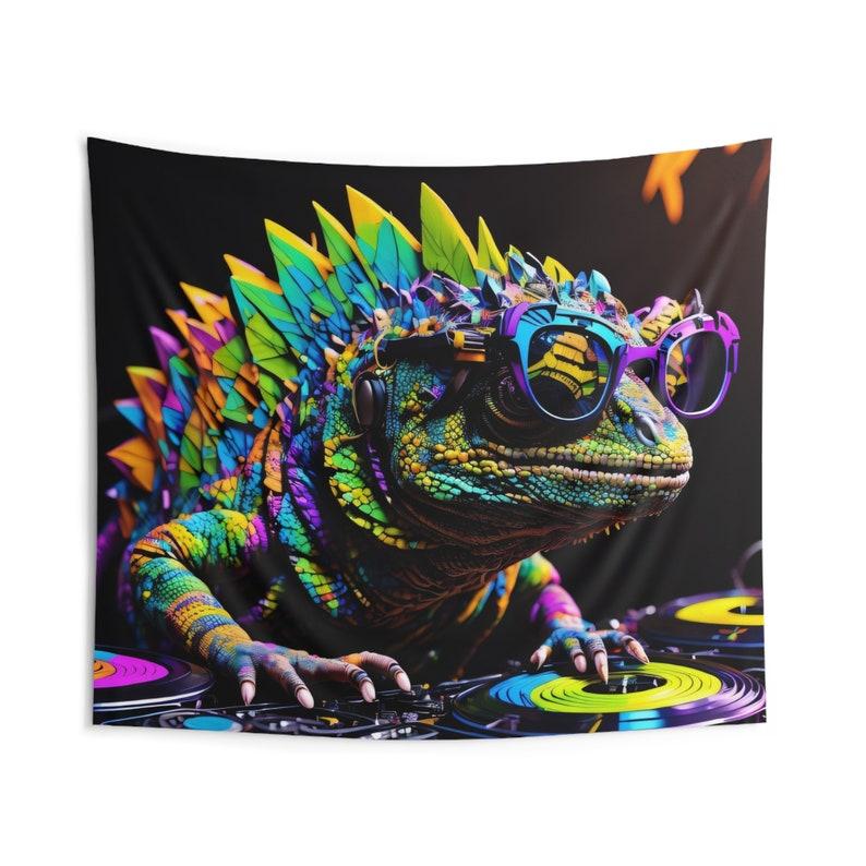 Rainbow Iguana DJ Tapestry tapestry 75x100