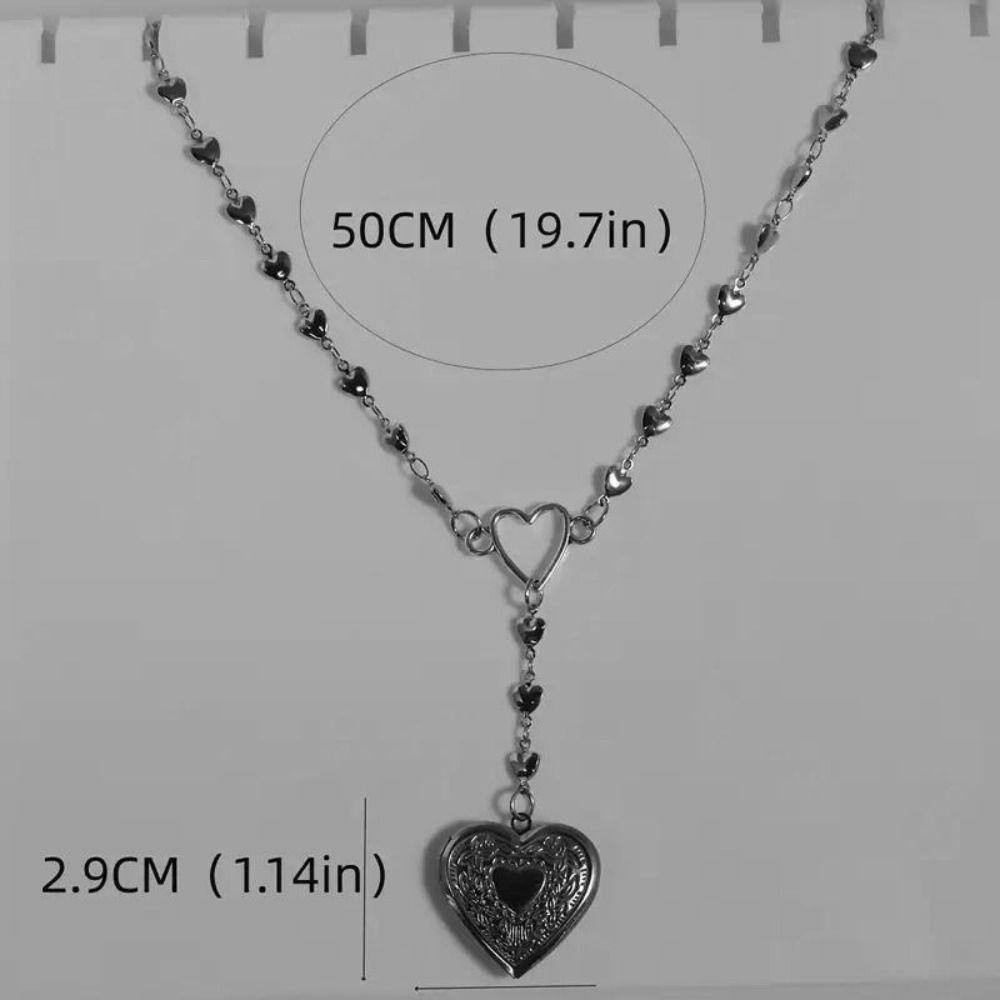 Y2K Message Locket Necklace Jewelry Accessories Photo Picture Necklace New Heart Necklace