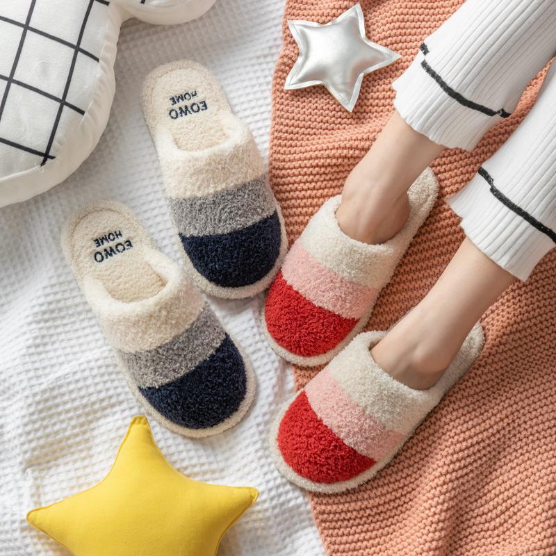 Hot Selling Plush Cotton Slippers: Non-slip, Cozy Winter Wear for Men & Women, Perfect for Indoor Use.
