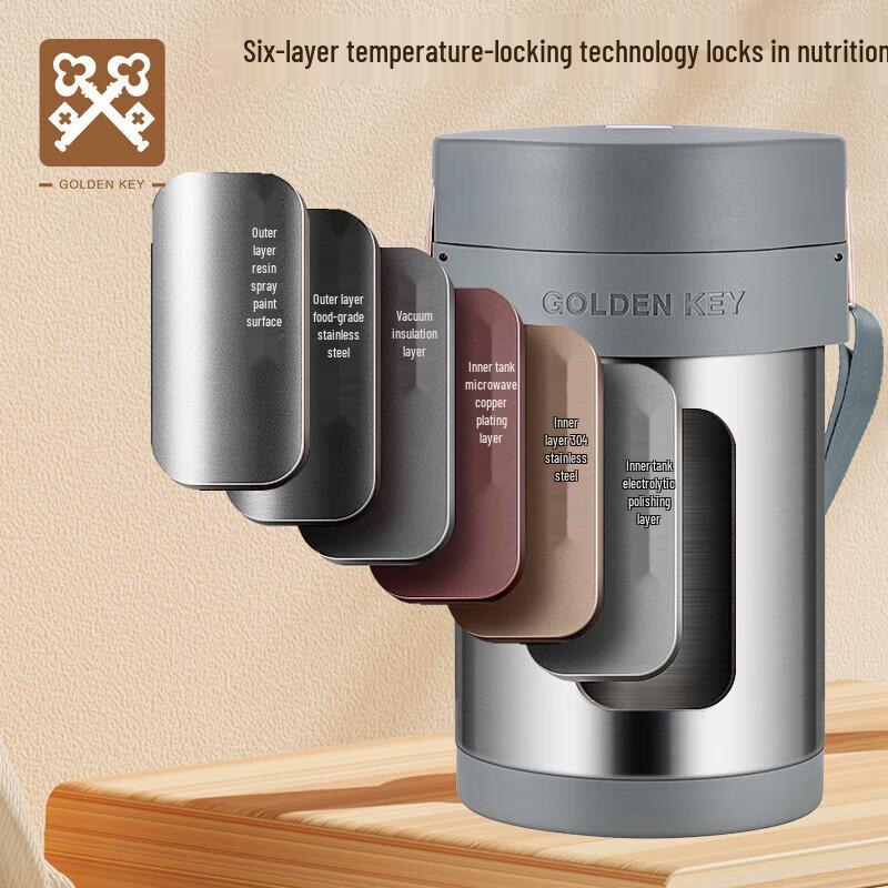 Golden Key 2,2L 3-lagers 304 Rostfritt Stål Vakuumisolerad Matbärare