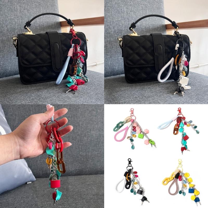 Miniature Lock and Key Pendant Keychain for Purses Backpacks Creative Handmade Gift Stylish Bags Purses Accessories