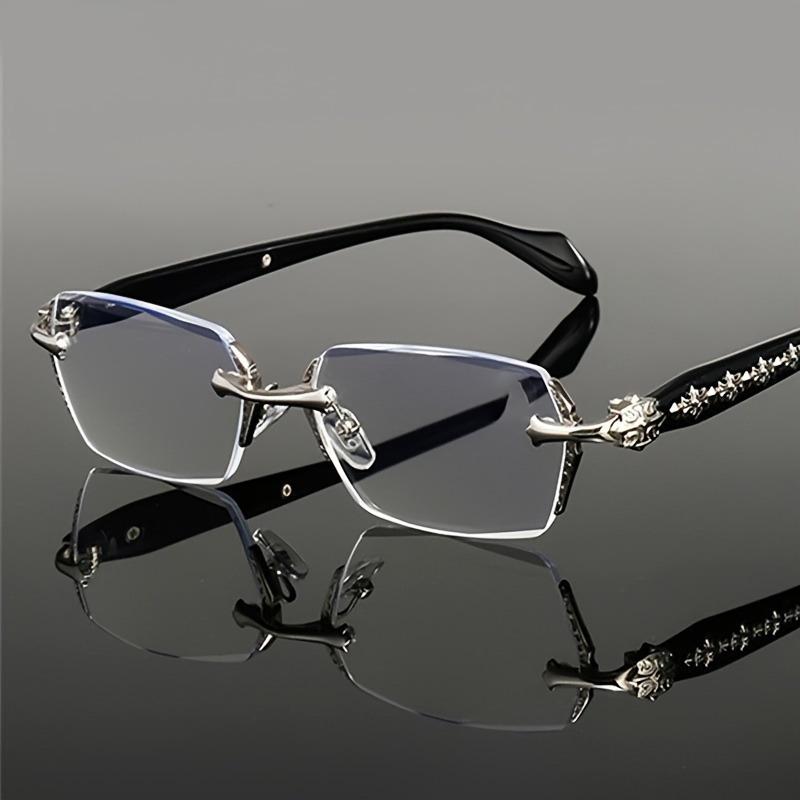 Fashion Harajuku Style Myopia Glasses 0~400 Men Women Anti Radiation Cutting Anti Blue Light Rimless Presbyopia Eyewear