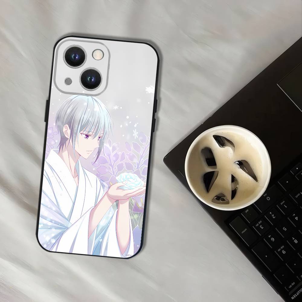 Anime Fruit Basket Phone Case For iPhone 17,16,15,14,13,12,11,Pro,XS,Max,XR,Plus,E,SE4,Mini Black Soft Cover