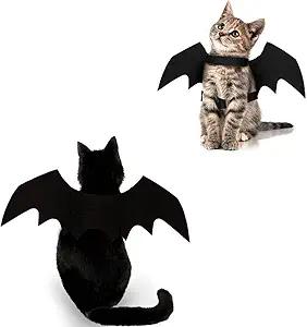 Katzen Halloween Kostüm Fledermausflügel Hut Halskette Haustierbekleidung Party Verkleidungszubehör für Katze Kleine Hunde Welpe Kätzchen Kätzchen Anzug