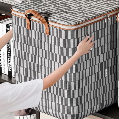 Quilt Bins Container Fabric Storage Bags With Lids Houndstooth Clothes Organizers With Handle Closet Wardrobe Space Saving Bag
