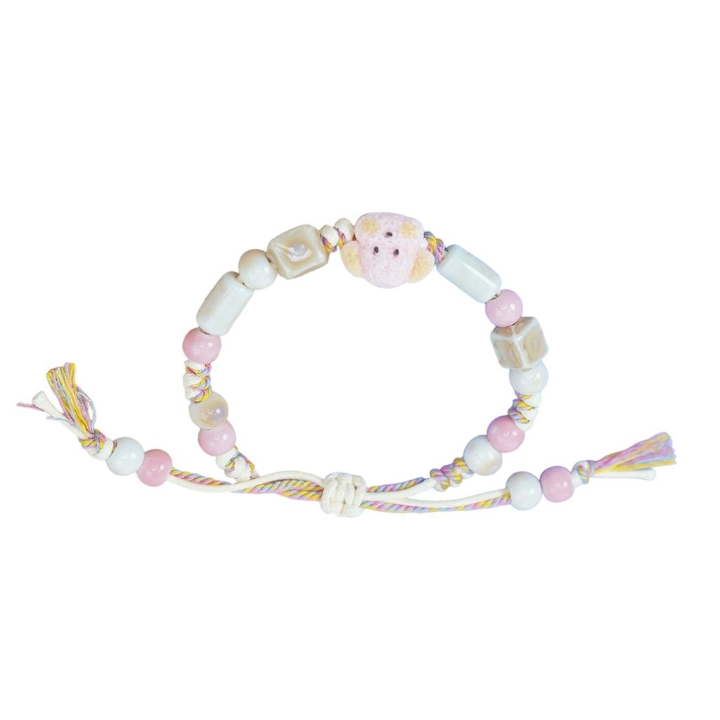 Distinctive Ceramic Dog Bracelet Handwoven String Bracelet Fashion Wrist Jewelry for Cartoon Style and Gift Giving