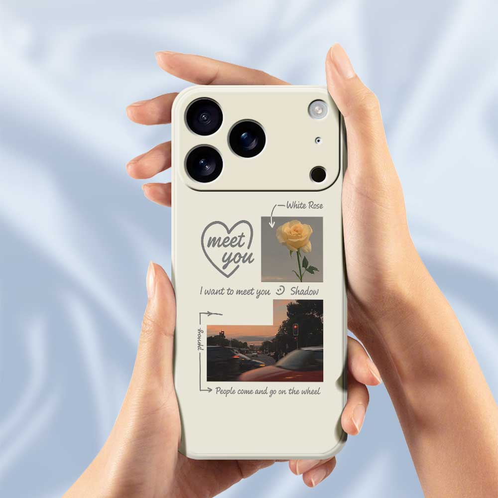 For iPhone 17 Pro Case Meet You Photo Pattern Printing Straight Edge TPU Phone Back Cover