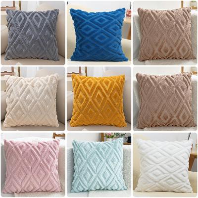 Large Diamond Rabbit Hair Quilted Plush Pillowcase Sofa Pillow Bedside Pillowcase Cushion Waist Pillowcase