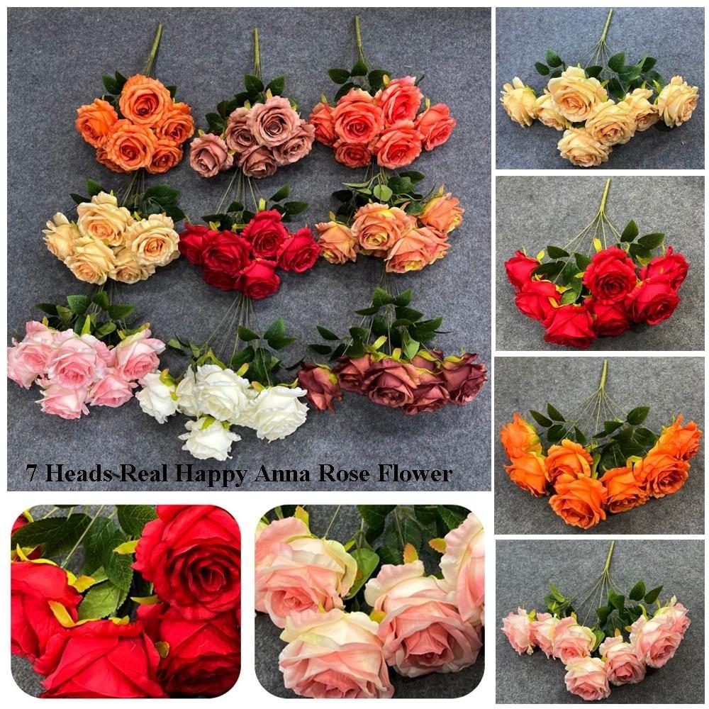 7 Heads Real Happy Rose Flower Mini Photography Photo Gift Valentine's Day Flowers 9 Colors Crystal Grass Bouquet