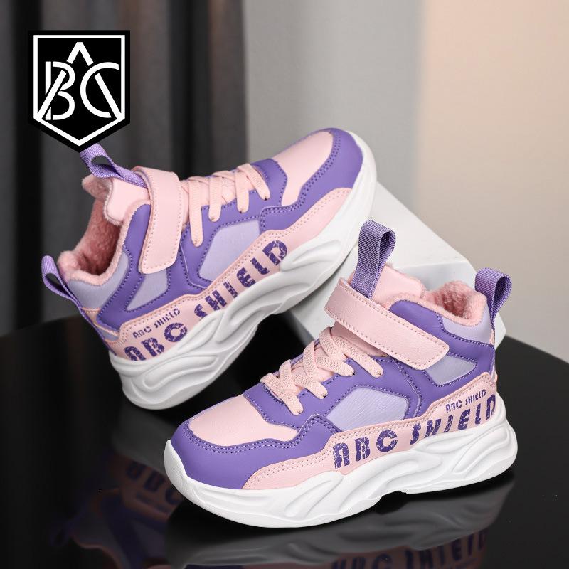 

ABC Kids Waterproof Leather Sports Shoes - Autumn/Winter, Velvet-Lined, for Boys and Girls, Double-Layer Cotton for Outdoor Running. 32 (Approx. 20.3cm)