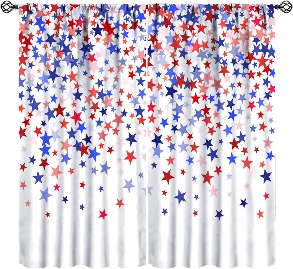 Farmhouse American Flag Curtains Boys Army Green Camo Vintage Stripe Us Print Window Kitchen Bedroom Curtain Polyester Ideal For Sleeping Area