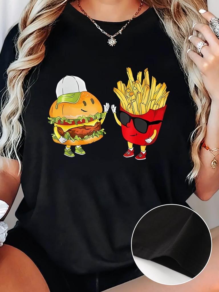 Cute Burger & Fries Friendship T-shirt
