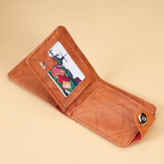 Retro Bifold Pocket Wallet Faux Leather Folding Wallet with Multi Card Slots Portable Card Holder Short Wallet for Men