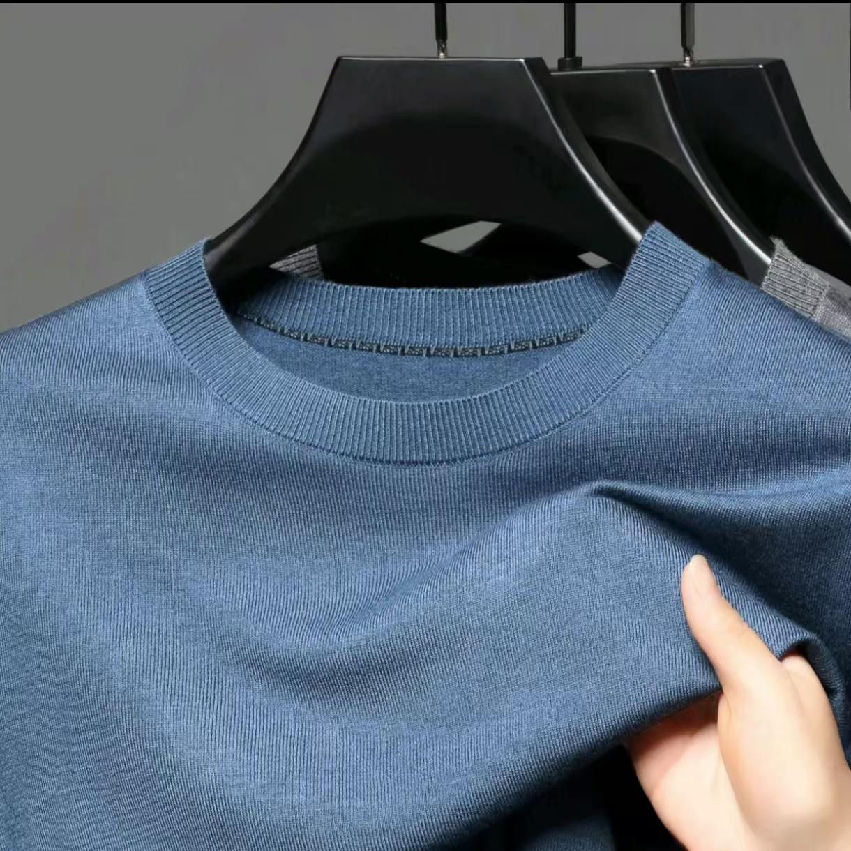 

Men s Pure Wool Round Collar Knit Sweater - Autumn/Winter Collection XXXXL/190 [180-200 lbs]