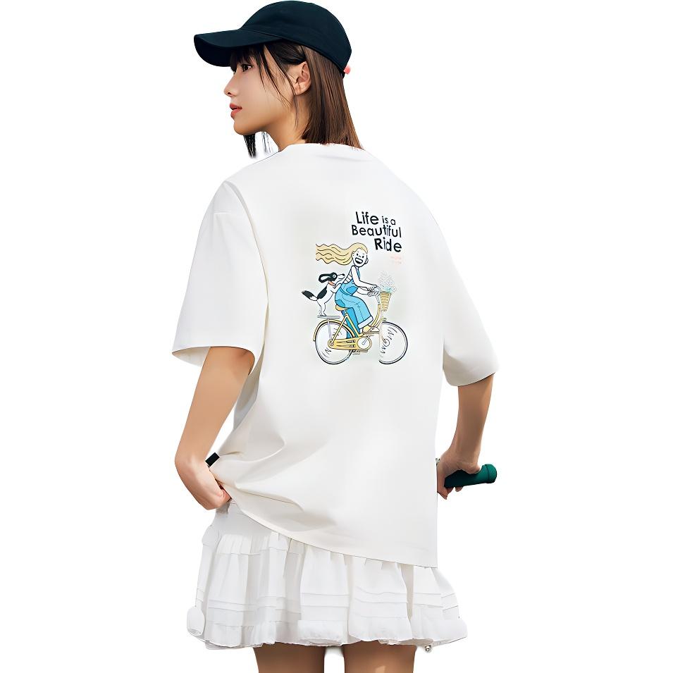 Anta Lifestyle Series Sport Casual Simple Letter Print Round Neck Pullover Loose Short Sleeve T-Shirt Women T-Shirts 962528119-1