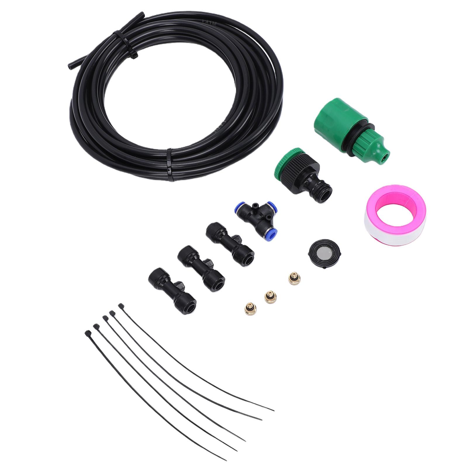 

Fan Misting Kit Leakproof PE Mist Hose Water Mister Spray Kit with 3 Brass Nozzles for Patio Backyard Outdoor Cooling