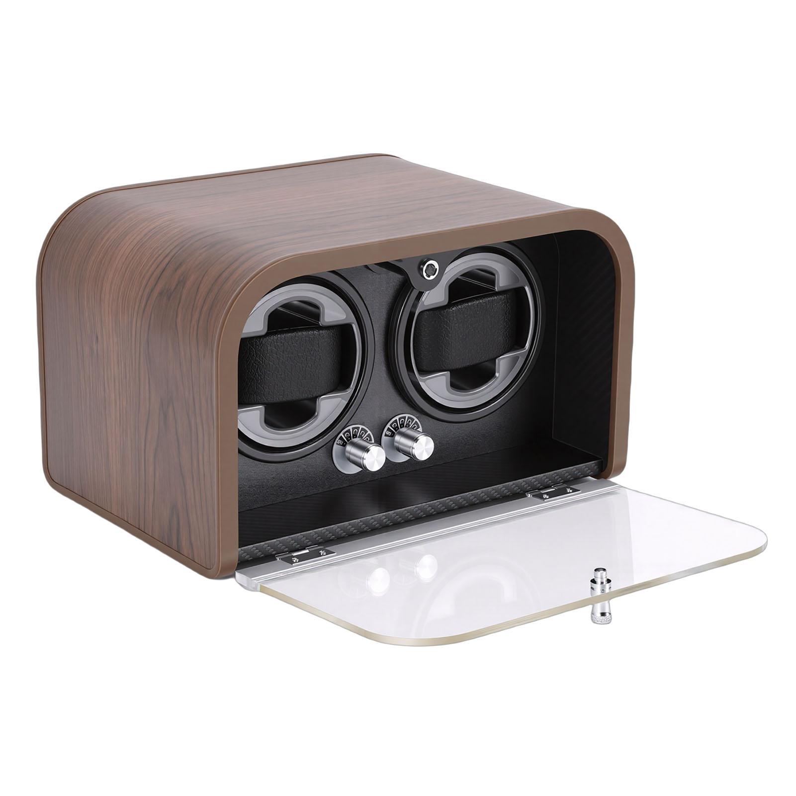 Automatische Watch Winder met LED-licht Mechanische Horloge Opwindbox voor Onderhoud 5 Modi 2-watch capacity black