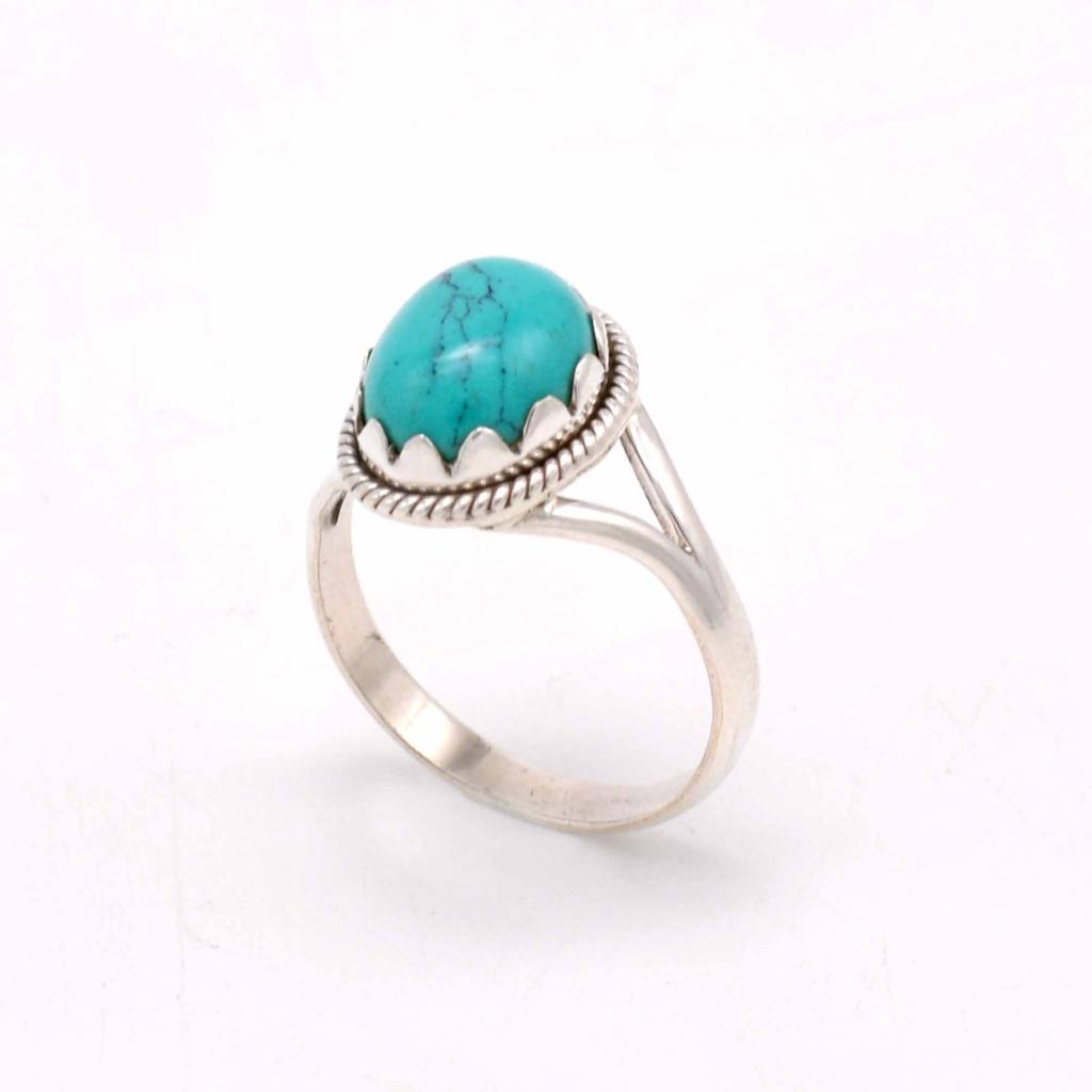 Turquoise 925 Sterling Silver Ring, Firoza Gemstone Handmade Women Boho Ring Jewelry