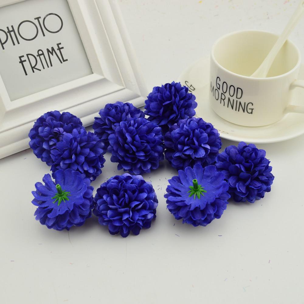 200PCS Artificial Flowers Cheap 5CM Silk Chrysanthemum Heads Home Wedding Decoration Wall Wreath for Christmas Garden Door Fake