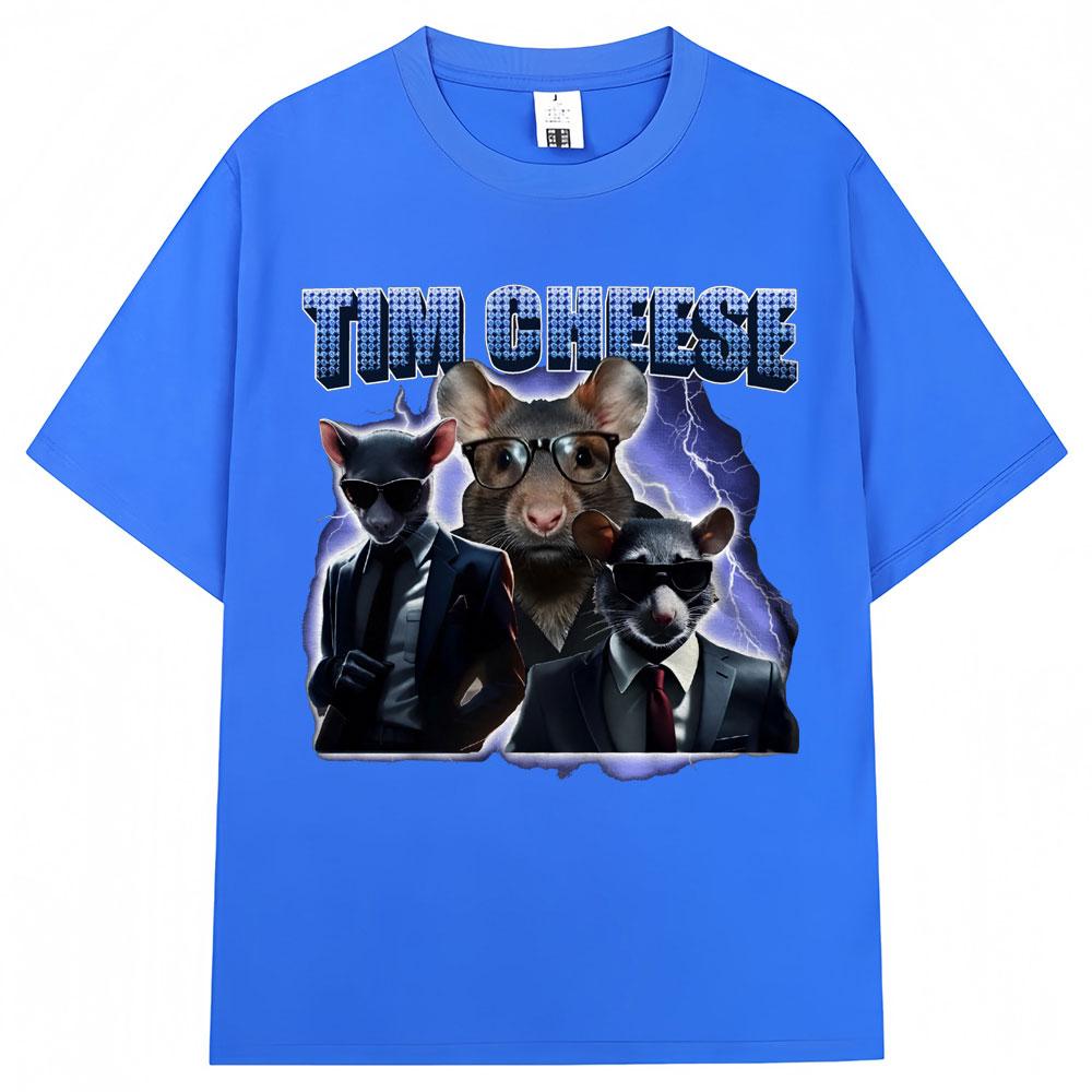 Tim Cheese Funny Rat Meme Graphic T Shirts Fashion Vintage Men Women Tshirt Casual Cotton Oversized Tshirts Male Streetwear