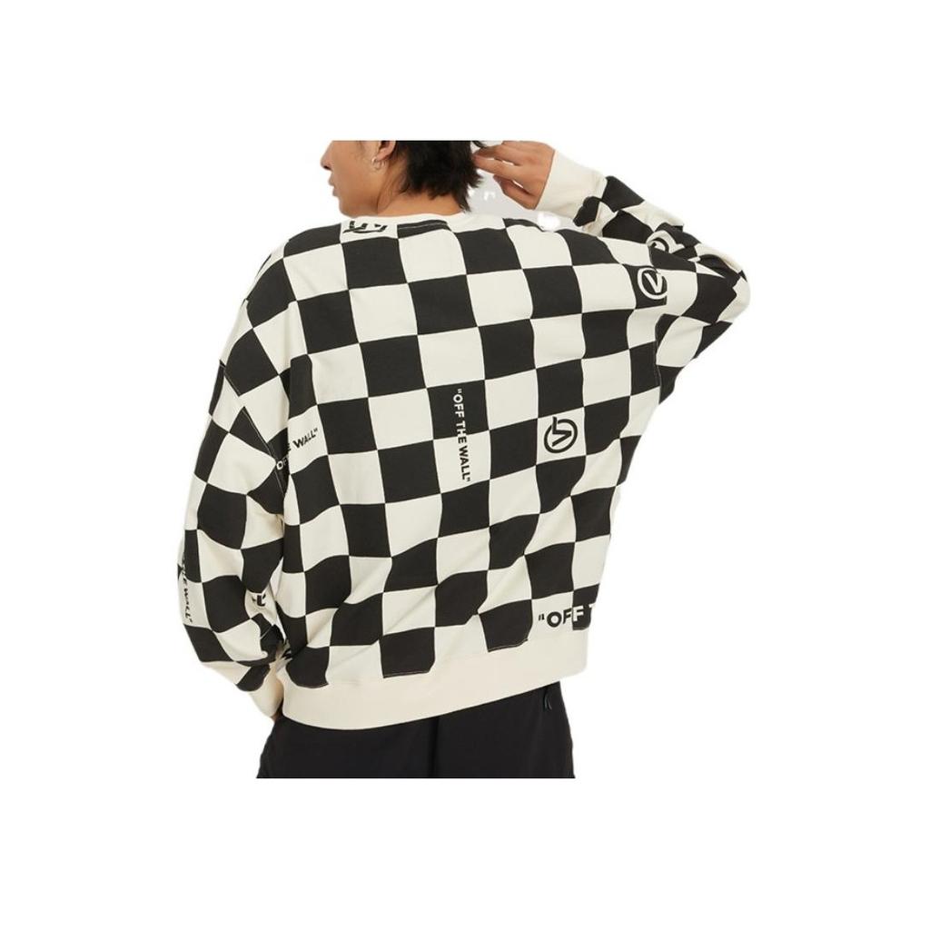Vans FW22 Contrast Checkered Print Crewneck Sweatshirt Men Sweatshirt Black White VN0A5H7GY7C