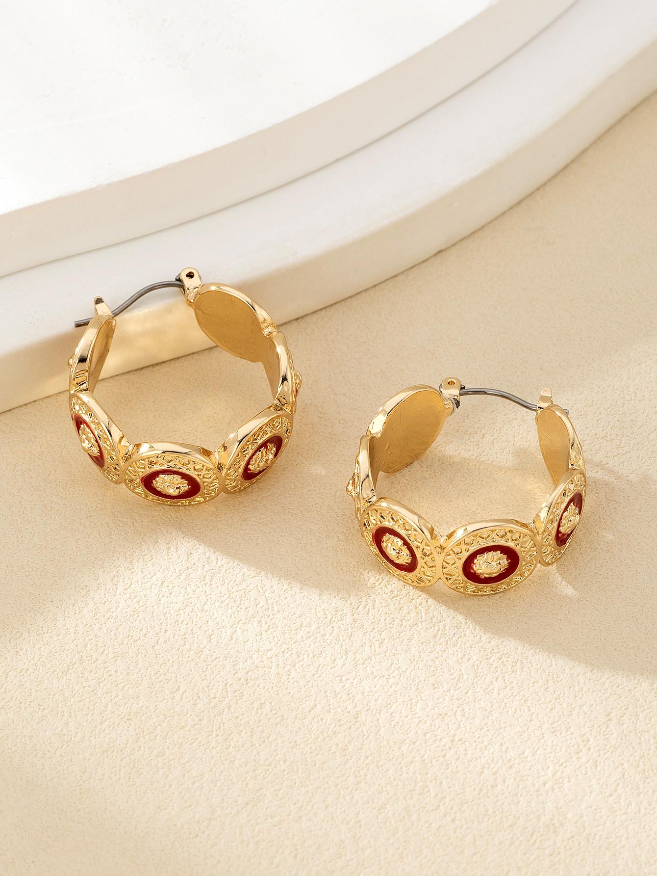 Винтажные Ретро Эмалированные Геометрические Серьги: Высококлассное нишевое модное заявление золотой