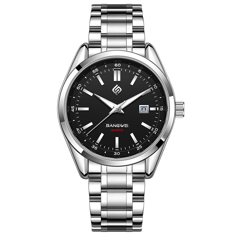 

New Luxury Men Watch Top Brand Classic Business Stainless Steel Dual Calendar Quartz Wrist Watch for Men Reloj Hombre