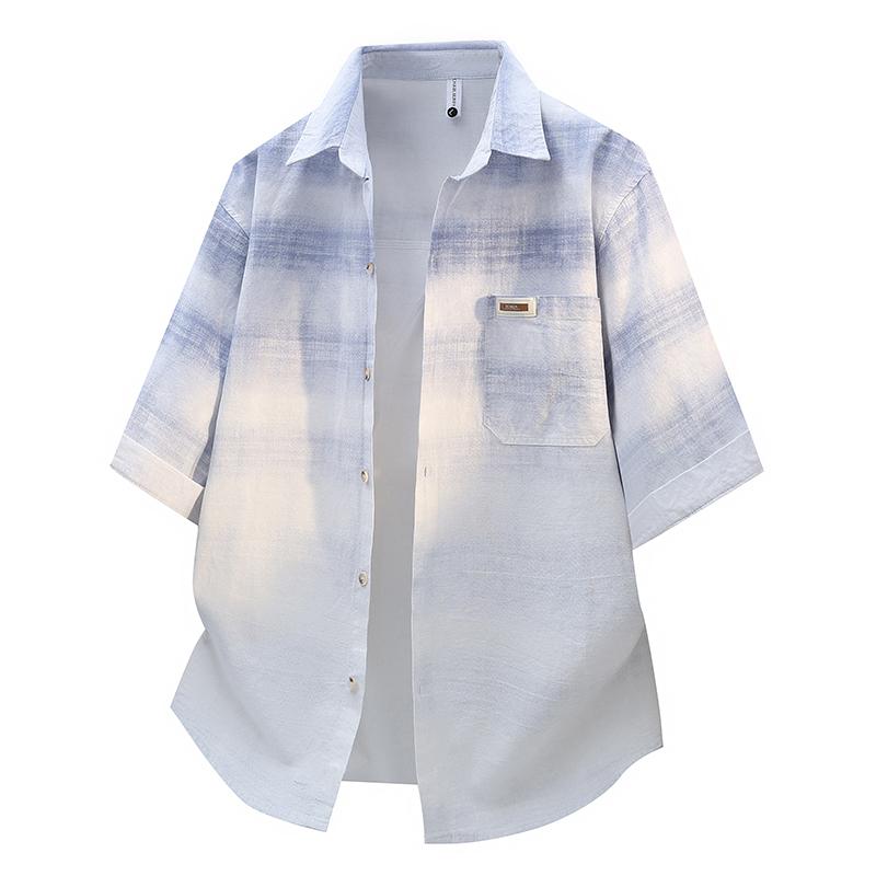 

Summer Letter Shirt Short Sleeved Men s Short Sleeved Shirt Jacket 2XL синий