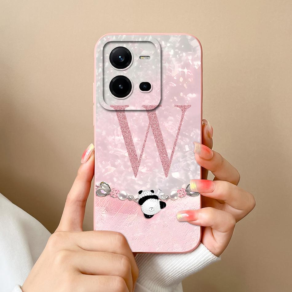 For Vivo V25 V25E Phone Cover Lovely Letters High Quality Case For Vivo V 25 Soft Liquid Silicone Lightweight Anti Drop Fundas