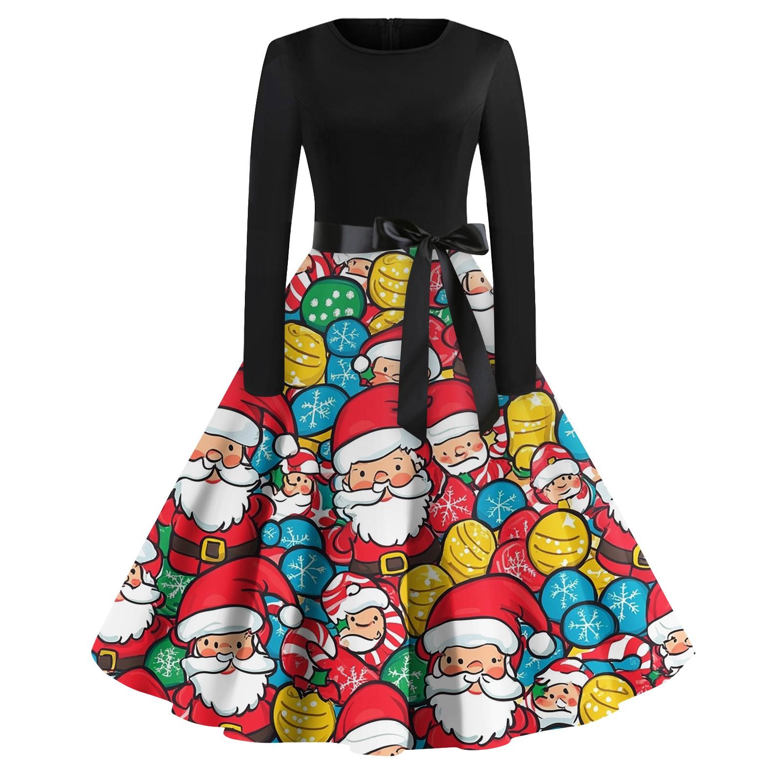 

Женские рождественские принты с длинным рукавом и круглым вырезом больших размеров вечерние выпускные платья XXXL винный