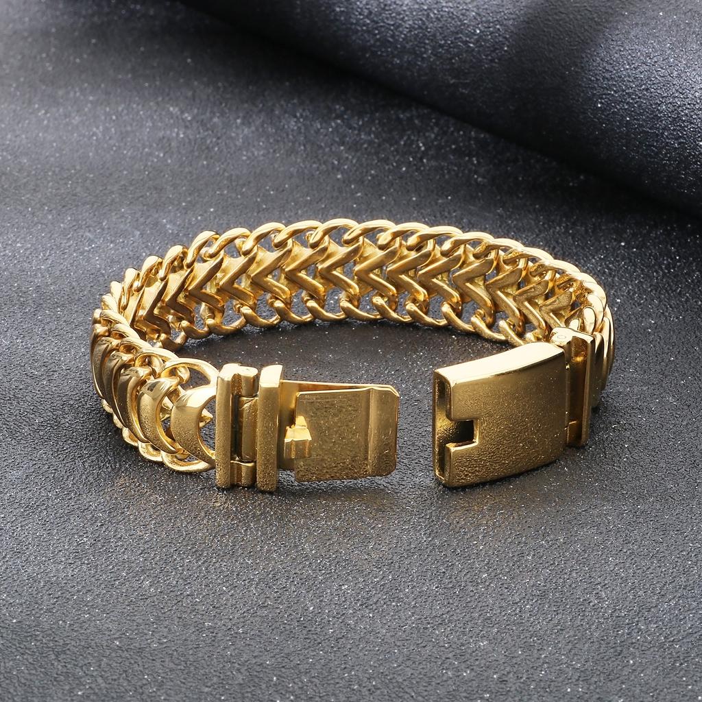 19mm Polished Cast Chain Men's Bracelet - Stainless Steel 316L - KB23390-D