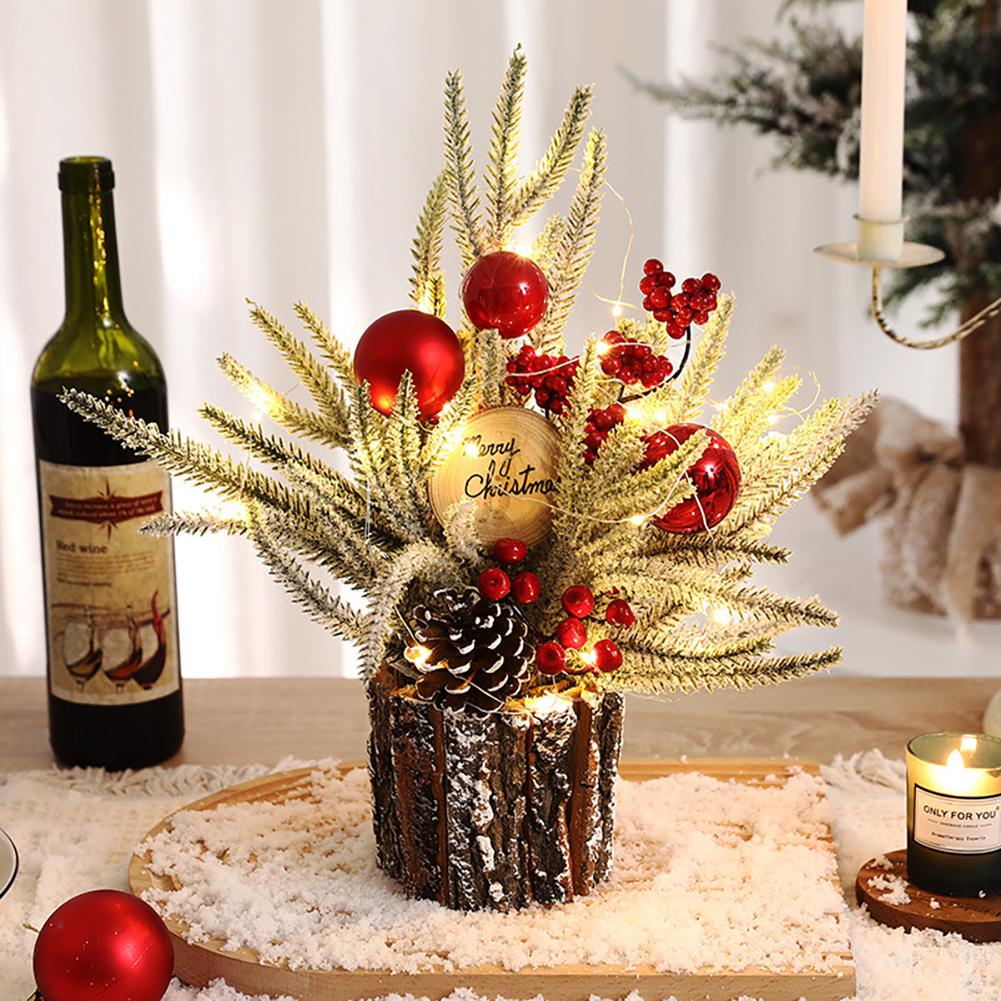 Mini Wooden Potted Artificial Tree Ornaments Sturdy Reusable Quality For Fireplace Mantel Display