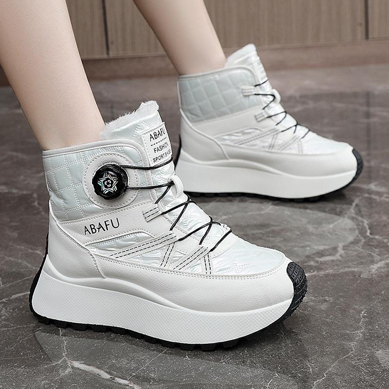 Winter Causal Snow Boots for Women Chunky Platform Sneakers Warm Outdoor Fuzzy Non-Slip Ankle Booties With Faux Fur Lined Women's Work Walking Shoes